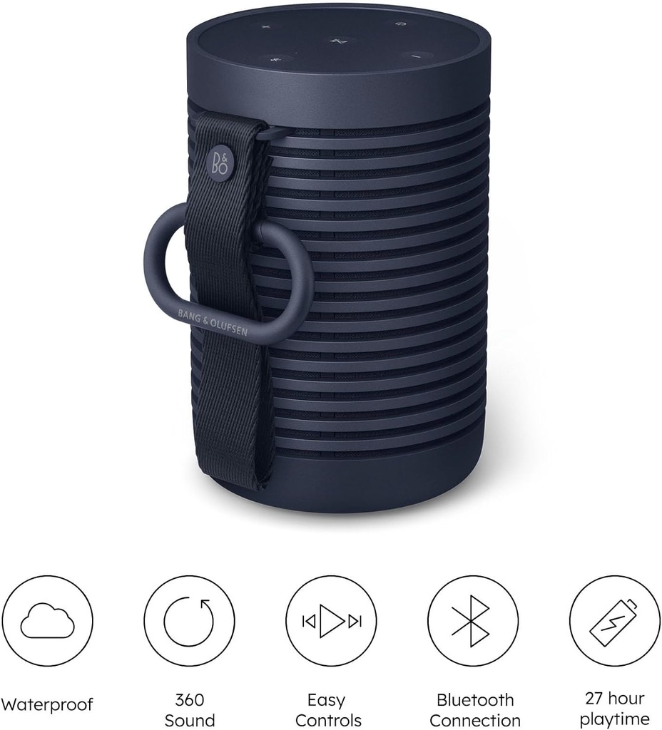 BANG & OLUFSEN BEOSOUND EXPLORE PORTABLE OUTDOOR SPEAKER DUSTPROOF AND WATERPROOF, NAVY