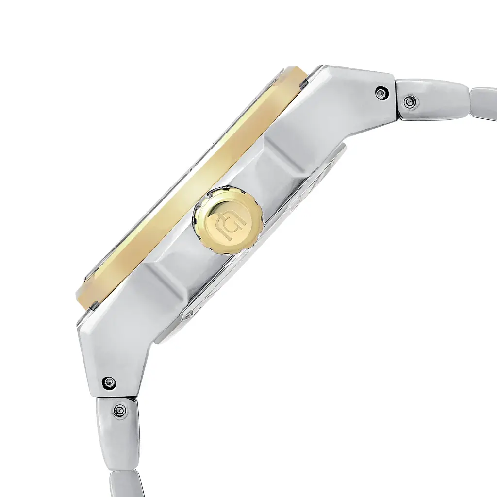 Giorgio Milano round stainless steel two tone IP gold ,silver dial and date movt LUCIS 249STG02