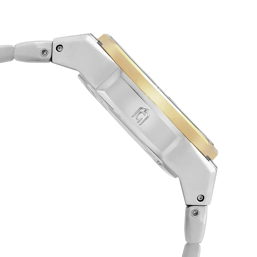 Giorgio Milano round stainless steel two tone IP gold ,silver dial and date movt LUCIS 249STG02