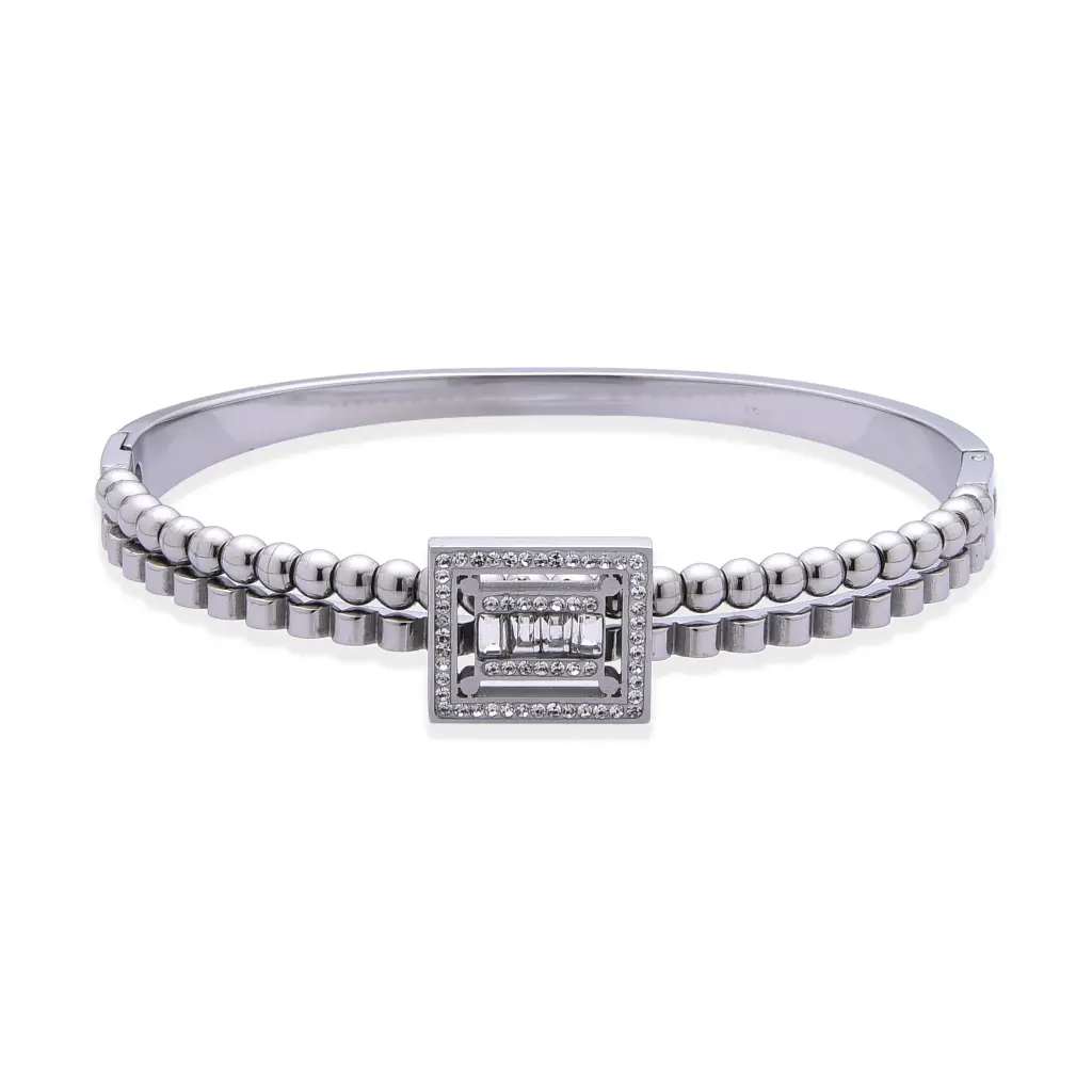GIORGIO MILANO WOMEN BEADED BANGLE BRACELET WITH CUBIC ZIRCONIA CENTERPIECE GOLD W4130SG
