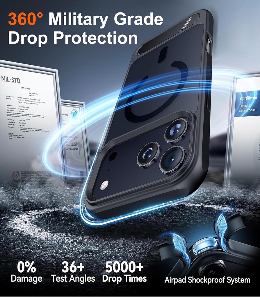 Temdan iPhone 17 Pro Max Case, [Built-in Invisible Kickstand][