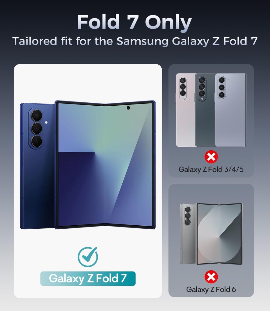 Samsung Galaxy Z Fold 7 Case with Privacy Screen Protector, Kickstand & Hinge Protection – Rugged Hard 360° Full Body Protective Phone Cover Case for Z Fold 7 5G 2025 - Black