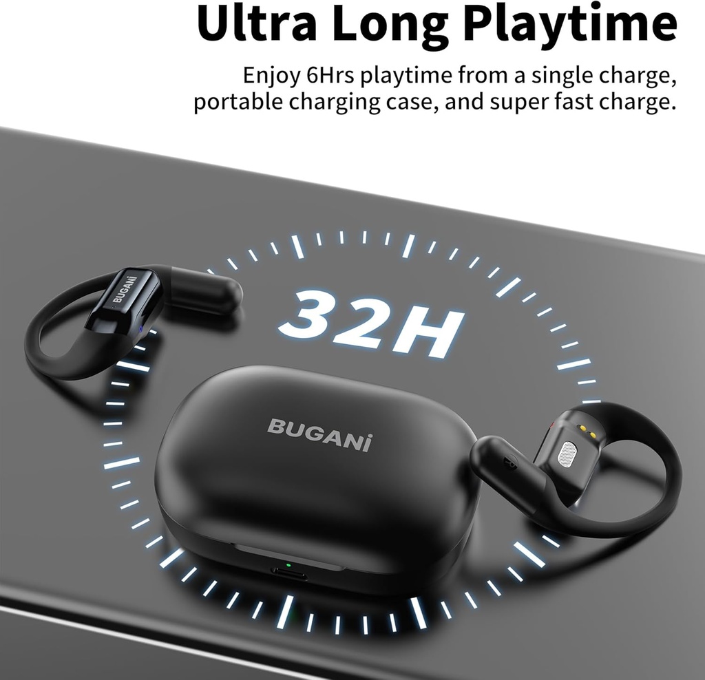 BUGANI B10 OPEN EAR EARBUDS HEADPHONES , WHITE