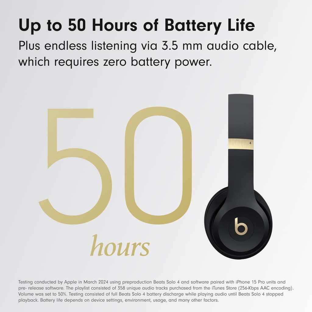 Beats Solo 4 Wireless Bluetooth On-Ear Headphones  Black & Gold 