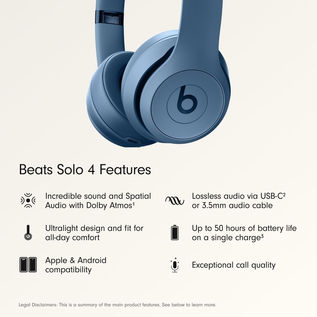 Beats Solo 4 Wireless Bluetooth On-Ear Headphones , Slate Blue
