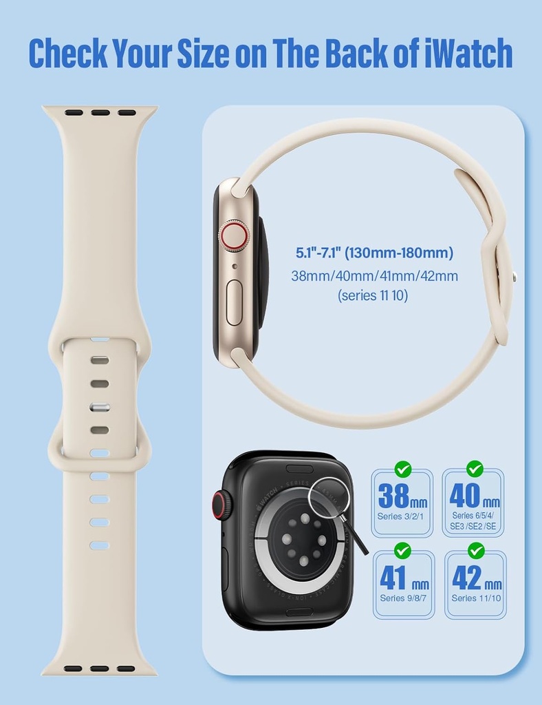 Apple watch Soft Silicone Sport Bands for Ultra/SE/1-10, 42/44/45/49 