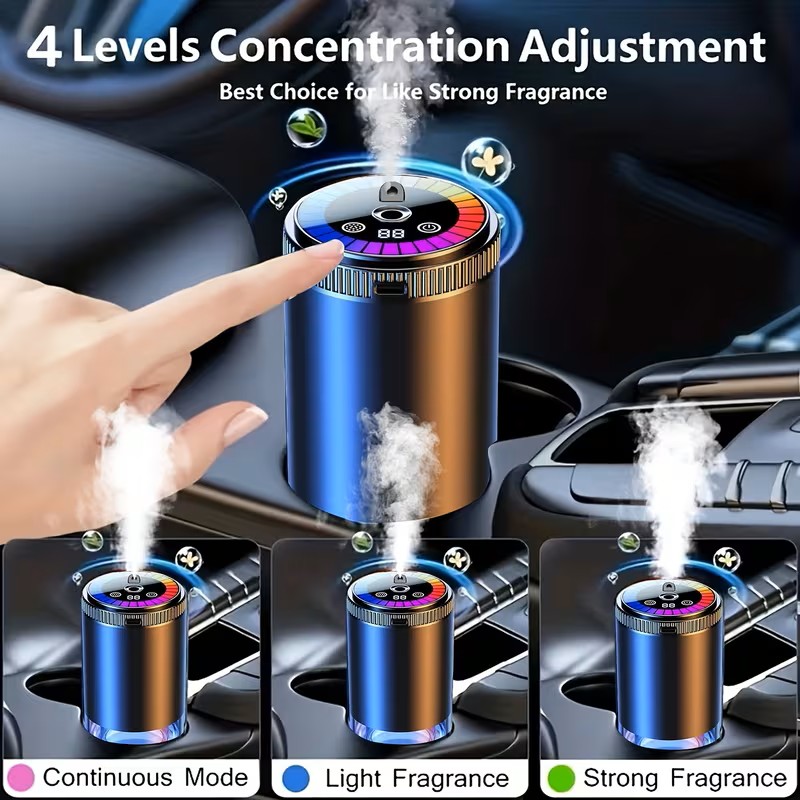 Car Aromatherapy Diffuser, Dynamic Light Show And Starry Sky Top Mode, Natural French Scented Essential Oils/perfumes, Adjustable Fragrance Concentration, With one cologne 