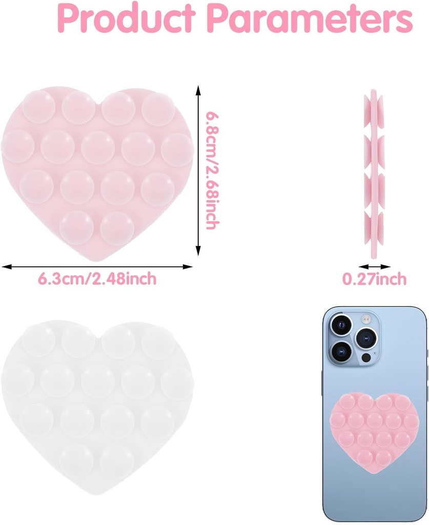 Doubled sided Heart shaped silicon suction cup light pink 