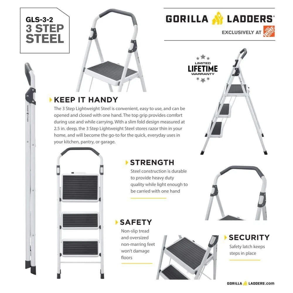 GORILLA LADDER 3 STEPS 8.8 INCHES 