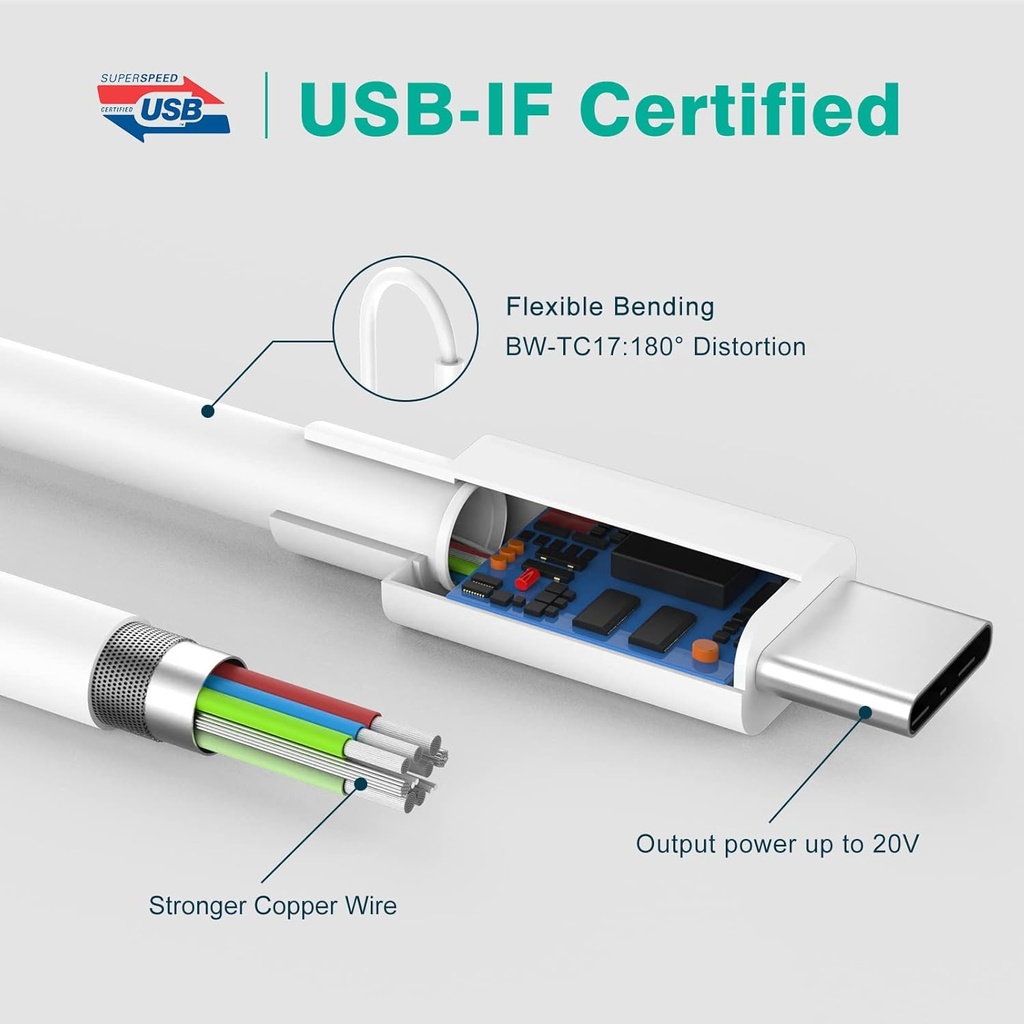 USBC TO USBC CABLE 6FT 60W FAST CHARGING CABLE 
