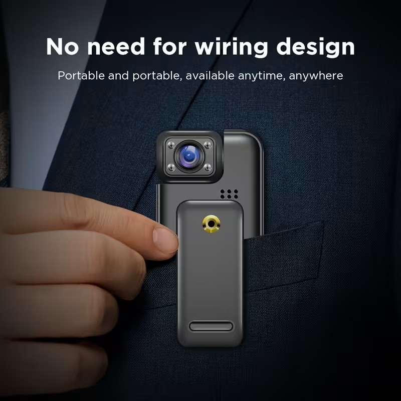 HD 4K Body Cam With 180° Rotating Lens, Smart Motion Detection And IR Cut Auto Night Vision, Cyclic Video, Portable Video Camera