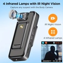 HD 4K Body Cam With 180° Rotating Lens, Smart Motion Detection And IR Cut Auto Night Vision, Cyclic Video, Portable Video Camera