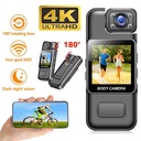 HD 4K Body Cam With 180° Rotating Lens, Smart Motion Detection And IR Cut Auto Night Vision, Cyclic Video, Portable Video Camera
