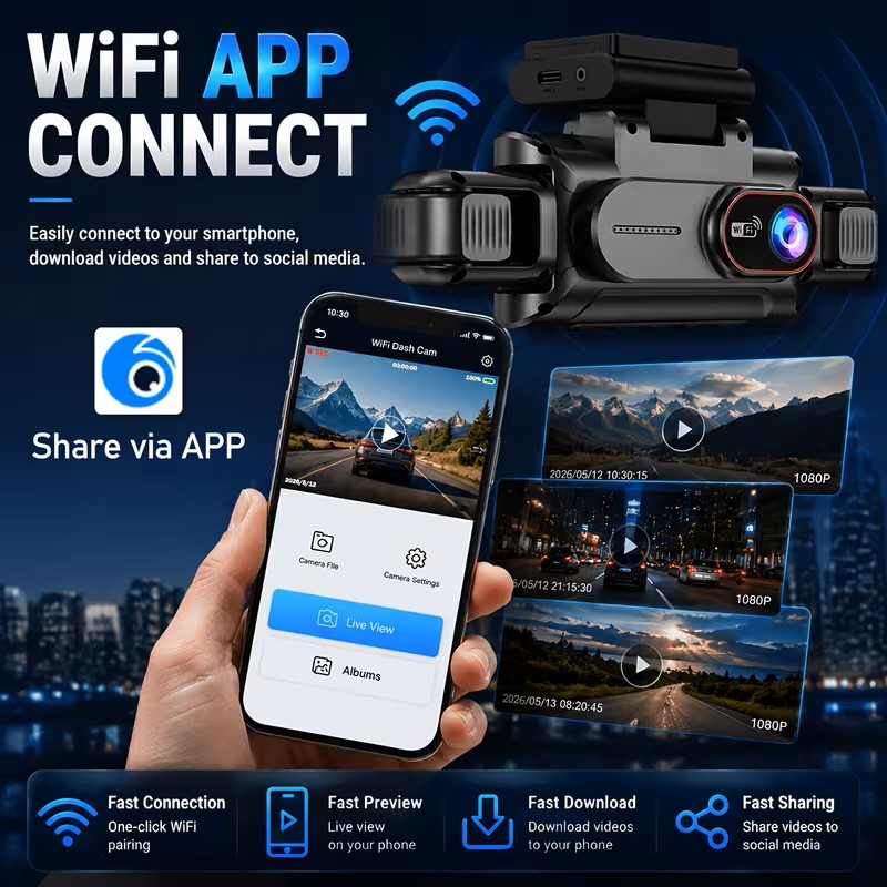 BCUOZ 4-Lens WIFI 360° Dashcam