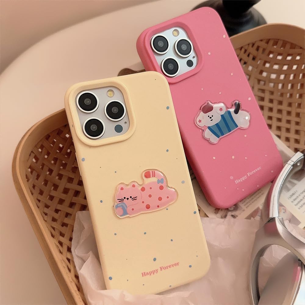 Fycyko Phone Case for iPhone 15 Case Cute Spot Dog Pattern Silicone 