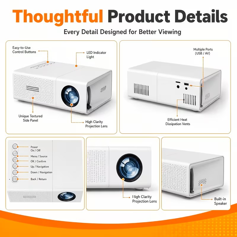 Home Theater Projector Native 1080P QHD