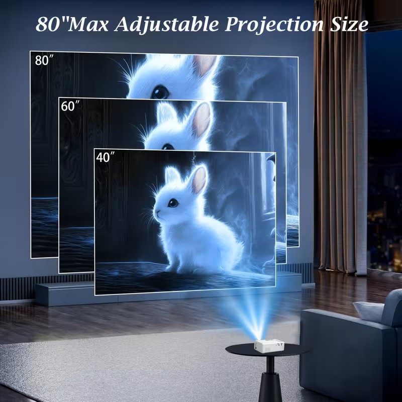 Indoor Mini Projector with black remote 
