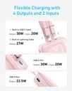 Anker Zolo Power Bank 20,000mAh 30W High-Speed Portable Charger with Built-in USB-C and Lighting  Cable pink