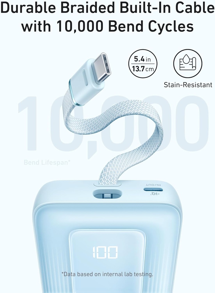 Anker Portable Charger, 10,000mAh 30W Power Bank, USB-C in and Out Fast Charging Battery Pack black