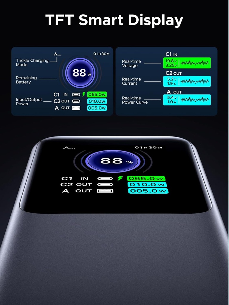 UGREEN Nexode 25000mAh 200W PD 3.1 TFT 3-Port Power Bank