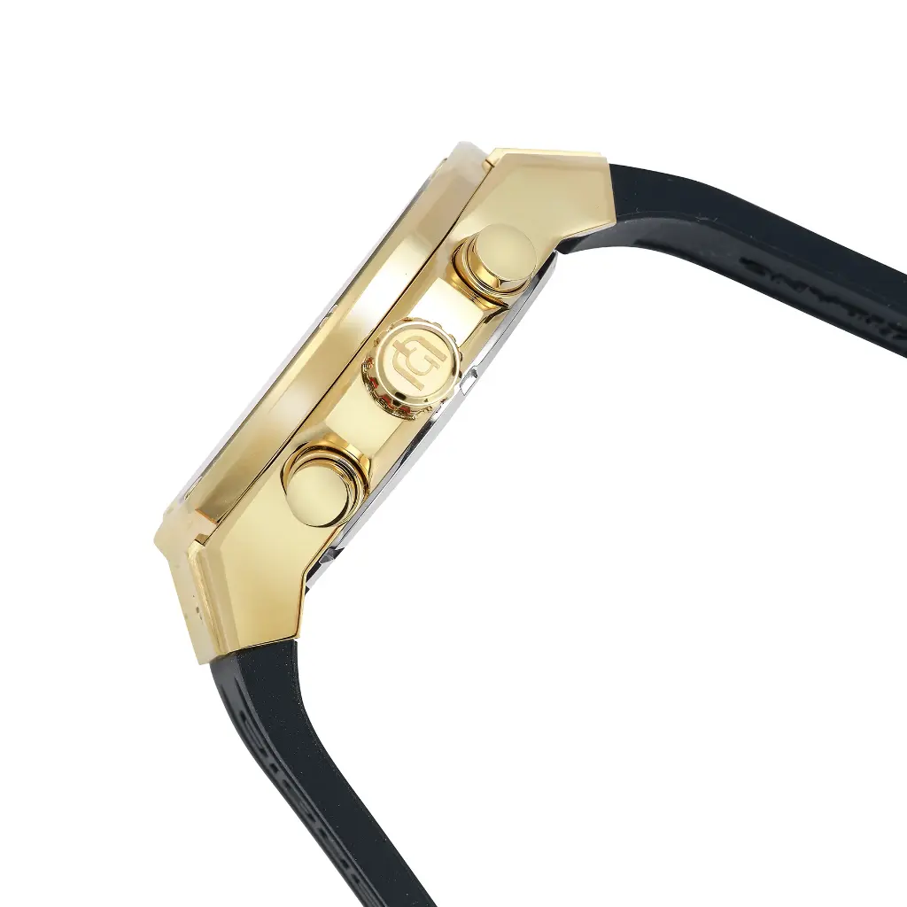 Giorgio Milano Gold and Chrono with date Black Silicone strap 240SGBK313 MAXIMUS
