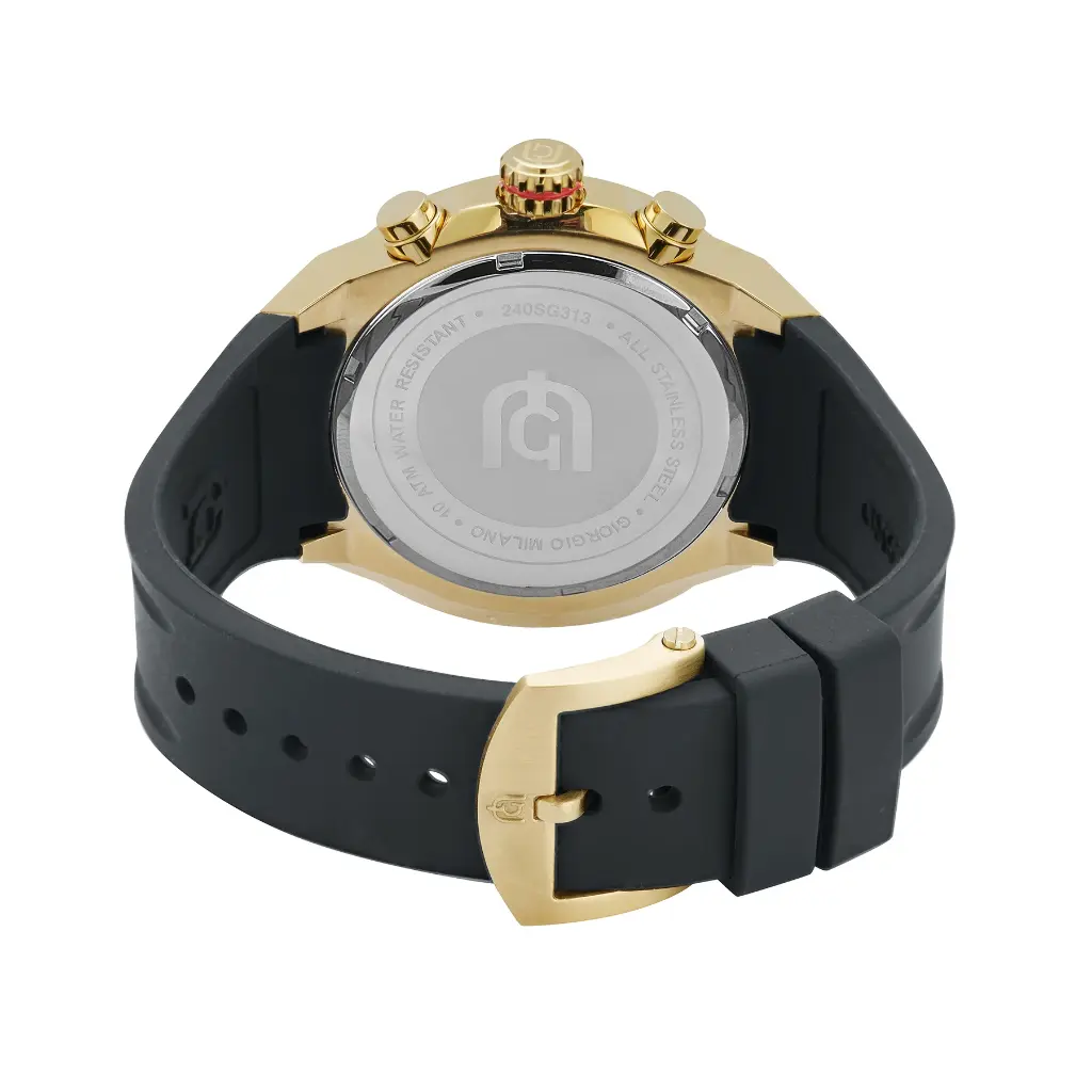 Giorgio Milano Gold and Chrono with date Black Silicone strap 240SG313 MAXIMUS 