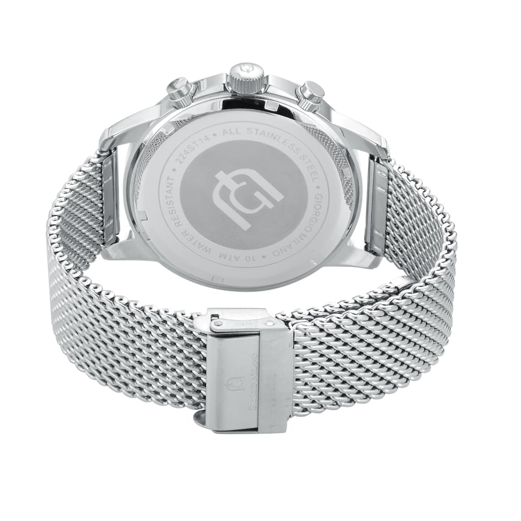 Giorgio Milano round STainless Steel case with Red dial Silver Mesh band 224ST14