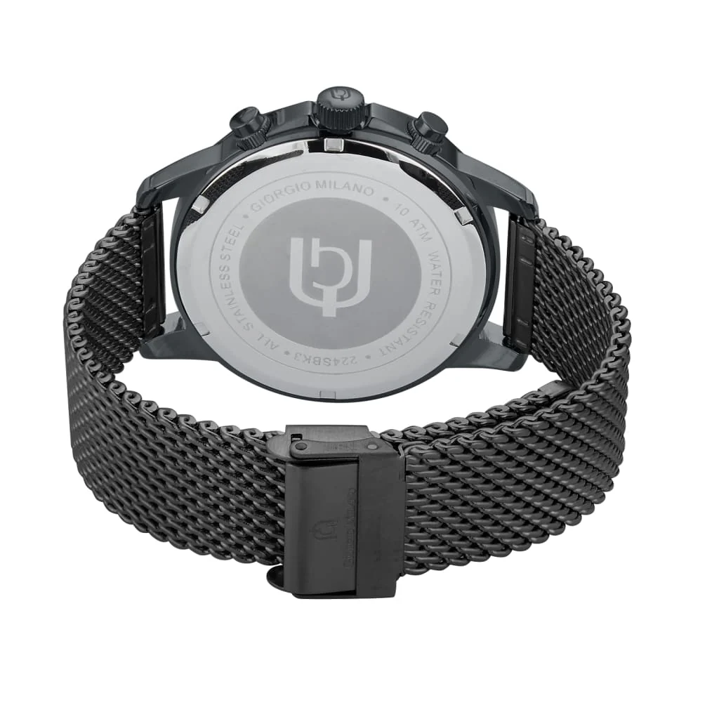 Giorgio Milano round Stainless Steel case with Black dial Black Mesh band 224SBK3