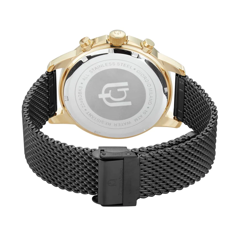 Giorgio Milano round IPG Stainless Steel case with Black dial Black Mesh band 224SBK3