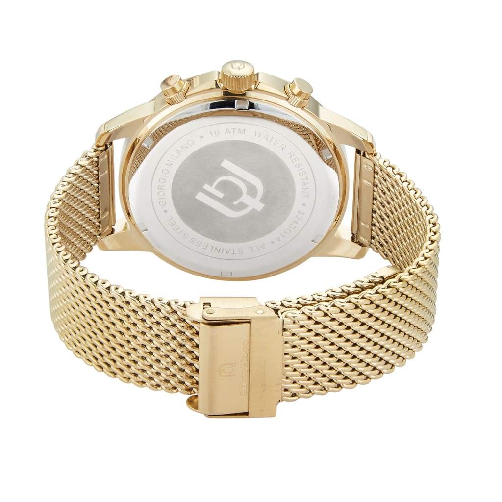 Giorgio Milano Men round IPG Stainless Steel case with Red dial Gold Mesh band 224SG14