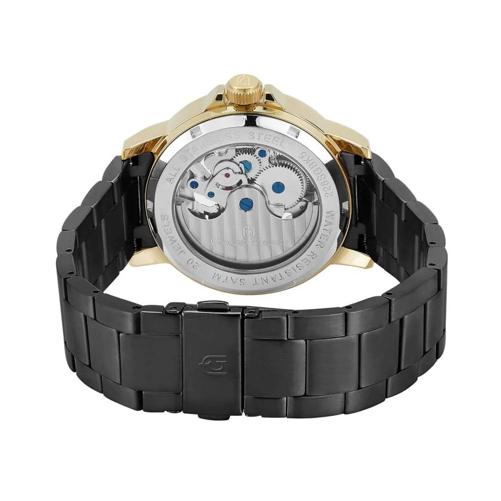 Giorgio Milano Men round IPG Round case with Black Automatic dial with IP Black Bracelet 228SGBK3 EZIO