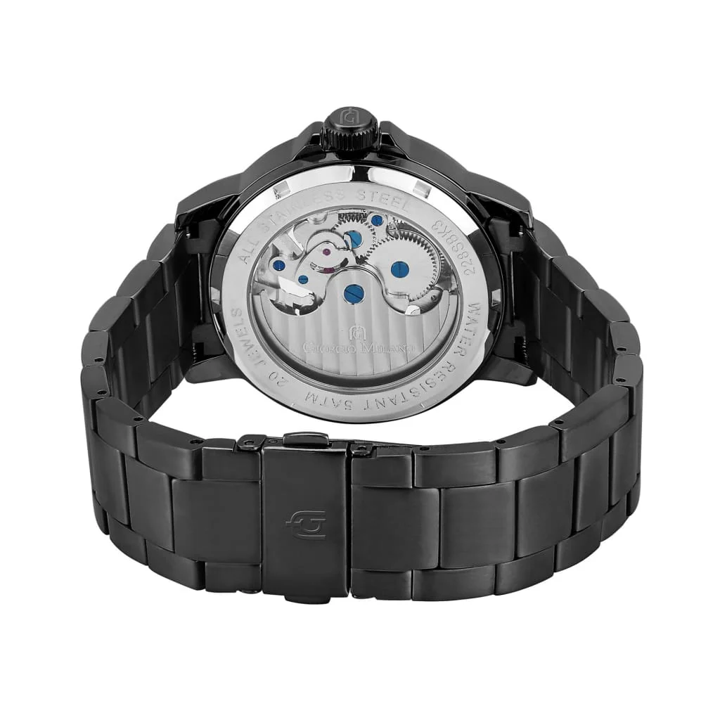 Giorgio Milano Men round IPG Round case with Black Automatic dial with IP Black Bracelet 228SBK3 EZIO 