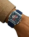 Giorgio Milano Men Square Chronograph stainless steel with blue plated bezel MARCUS 250STBL421