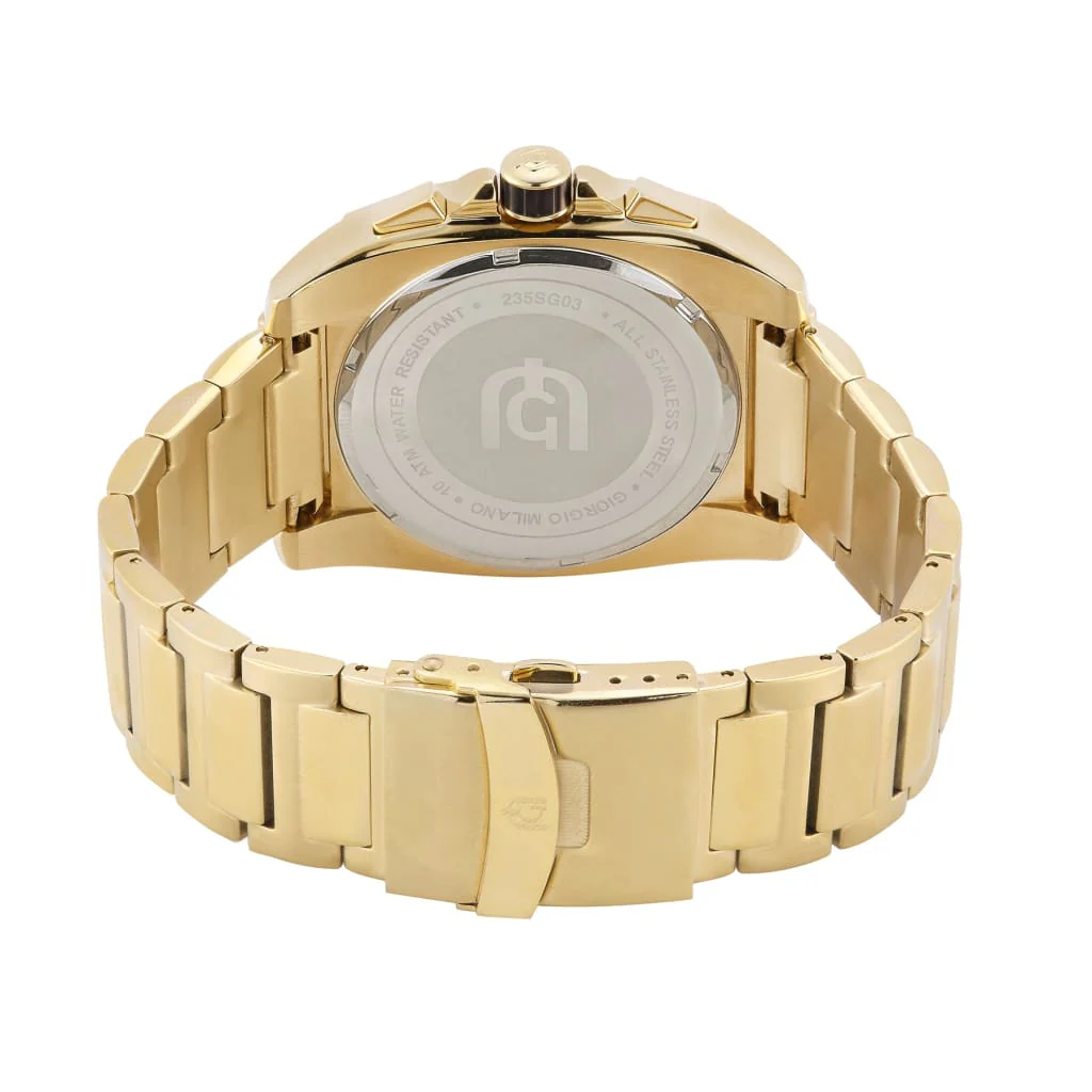 Giorgio Milano Square Chronograph date, IP gold stainless steel with black dial TRENTO 235SG03