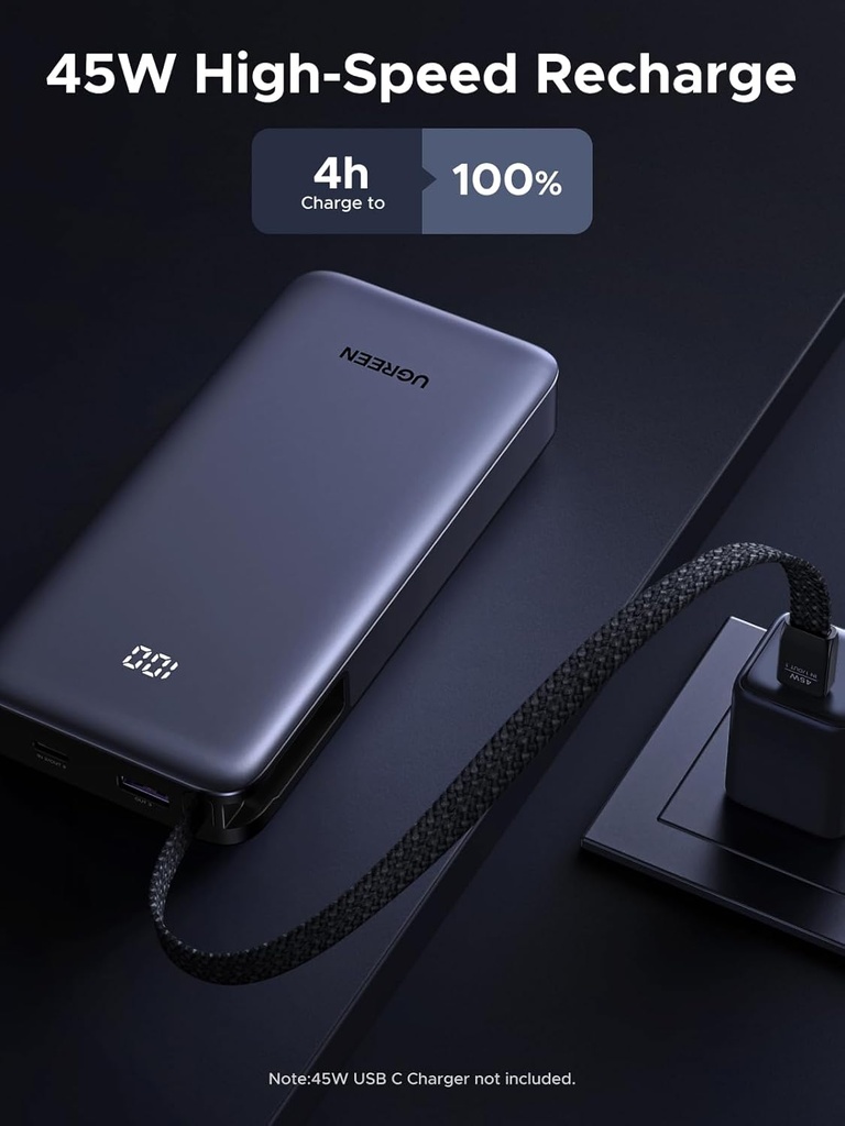 UGREEN Nexode 20000mAh 45W Power Bank, Built-in Cable for iPhone 17 Pro