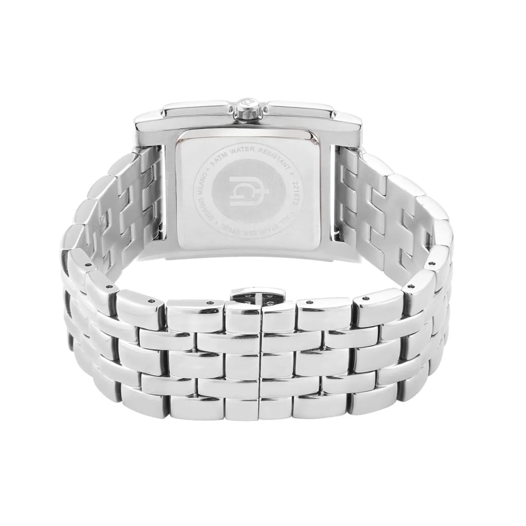 Giorgio Milano Women Square Watch with Silver Brushed dial and Stainless Steel Metal Bracelet 221ST2 CARINA 