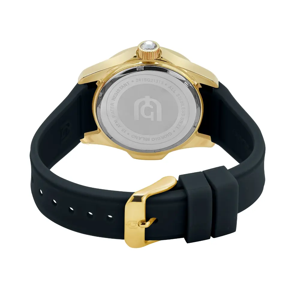 Giorgio Milano Women Round IPG Watch with Stone bezel Silver dial and RED Silicone Strap 241SG21313 EVE 