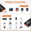 USB C to USB3.1 Adapter, Type C Male to USB Female Adapter for Smartphone, PC, Laptop, Tablet, Keyboard 10Gbps/120W Black,