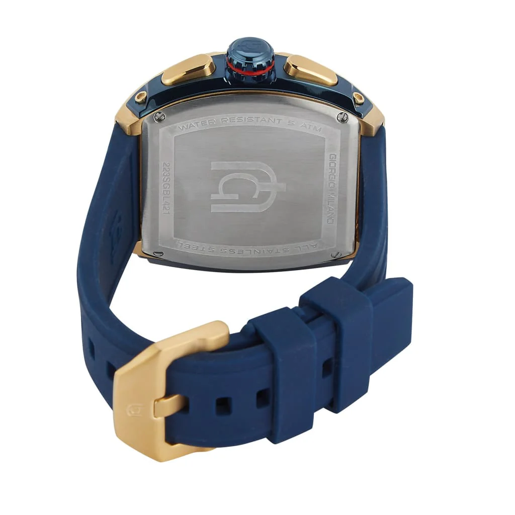 Giorgio Milano Men Gold and Blue Watch Chrono with date BLUE rubber strap 233SGBL421 MAESTRO