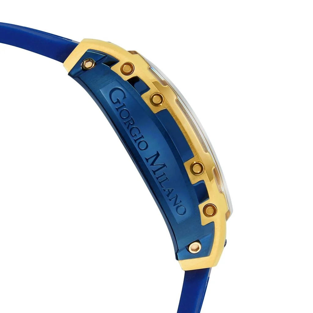 Giorgio Milano Men Gold and Blue Watch Chrono with date BLUE rubber strap 233SGBL421 MAESTRO