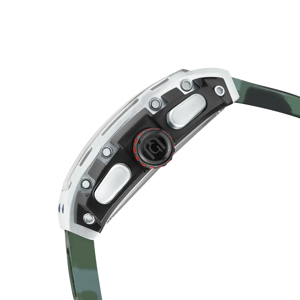 Giorgio Milano Men Stainless Steel and IP Green Watch Chrono with date Green Camouflage rubber strap 233SGR325 MAESTRO 