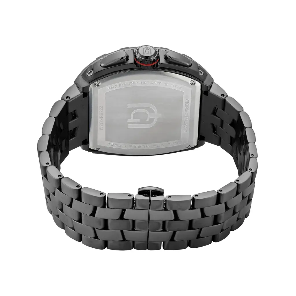 Giorgio Milano Men Black Stainless Steel Watch Chrono with date, Black Dial, Black Metal Bracelet 233SBK03M MAESTRO METAL 