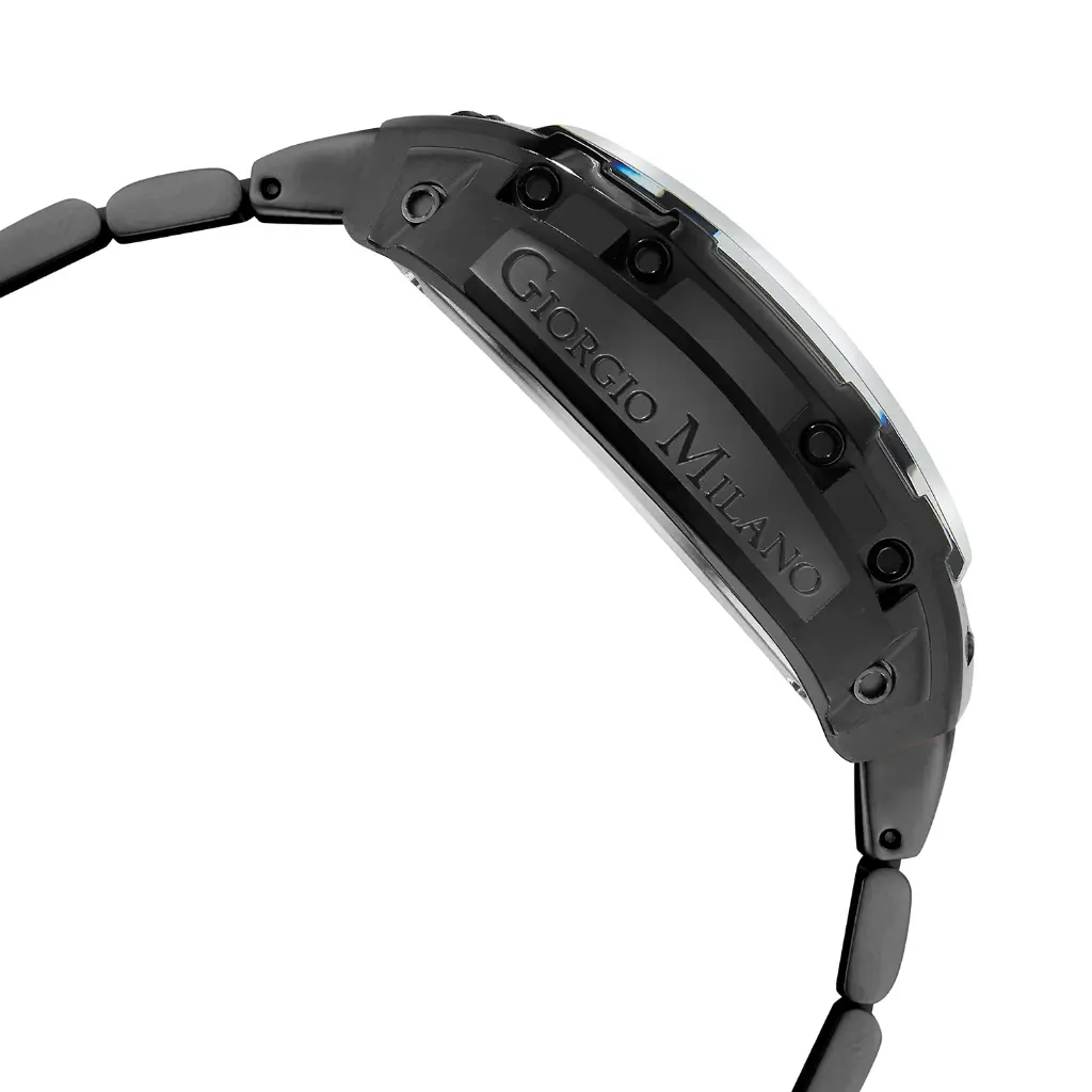 Giorgio Milano Men Black Stainless Steel Watch Chrono with date, Black Dial, Black Metal Bracelet 233SBK03M MAESTRO METAL 