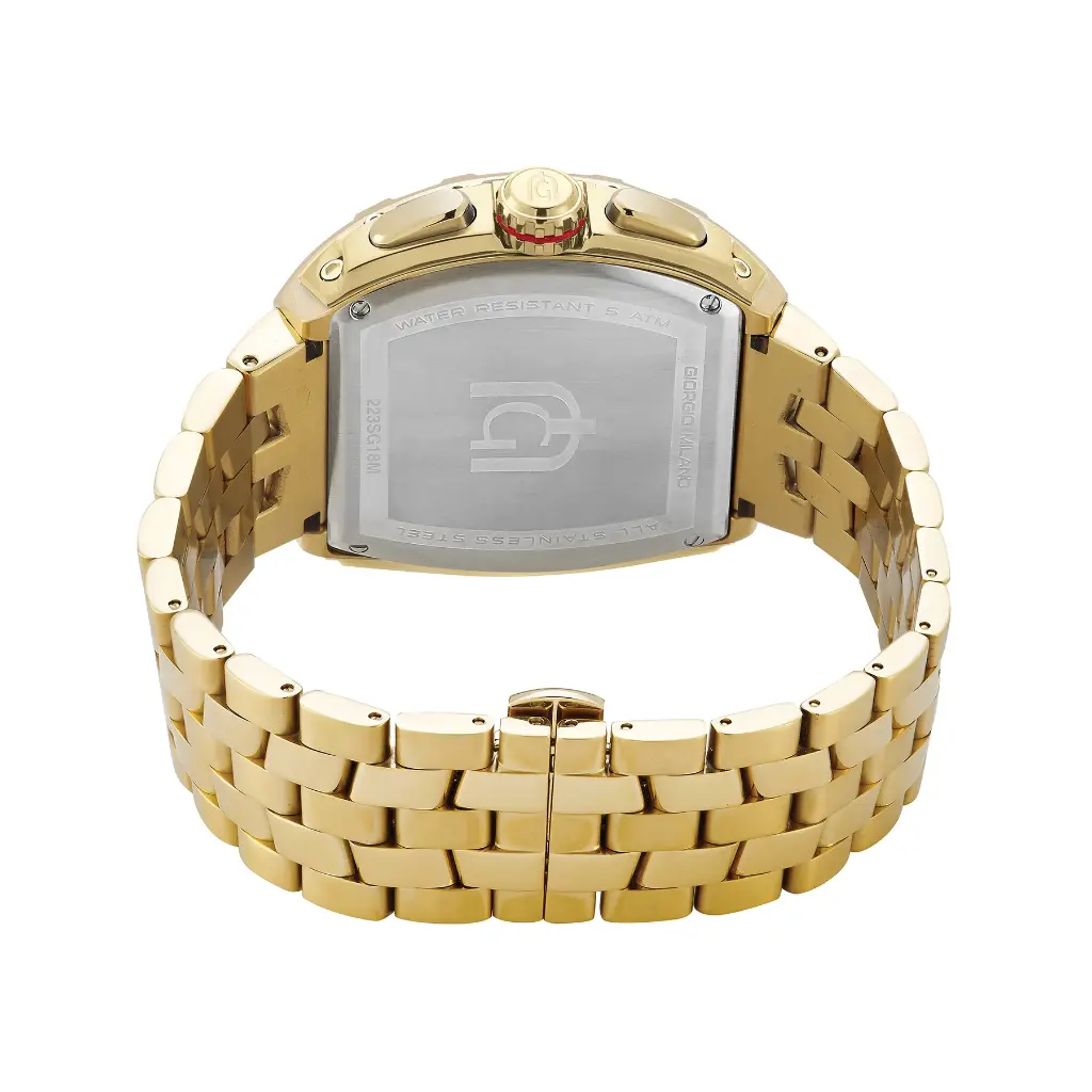 Giorgio Milano Men IP Gold Stainless Steel Watch Chrono with date, Green Dial, IP Gold Metal Bracelet 233SG18M MAESTRO METAL 