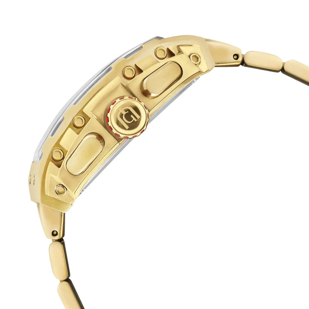 Giorgio Milano Men IP Gold Stainless Steel Watch Chrono with date, Green Dial, IP Gold Metal Bracelet 233SG18M MAESTRO METAL 