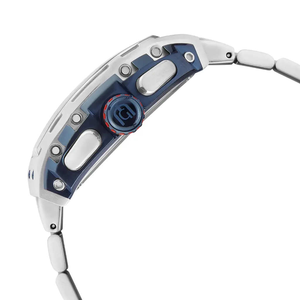 Giorgio Milano Men IP Blue Stainless Steel Watch Chrono with date, Blue Dial, Steel Metal Bracelet 233STBL04M MAESTRO METAL 