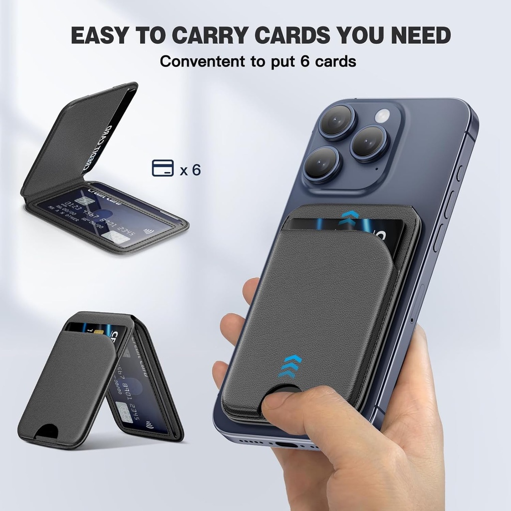 Giorgio Milano Mag-Safe Magnetic Wallet for Phone Pouch Stand Adjustable Leather Card Holder & Kickstand 