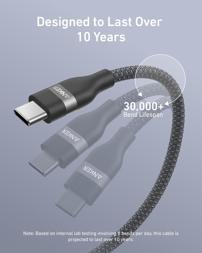 Anker Nano USB C to USB C Cable, 240W Fast Charging Cable (6 ft, Black)