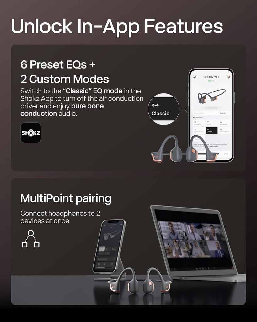 SHOKZ New OpenRun Pro 2 Mini -Open-Ear, Bone Conduction Sport Headphones. Rose Gold 