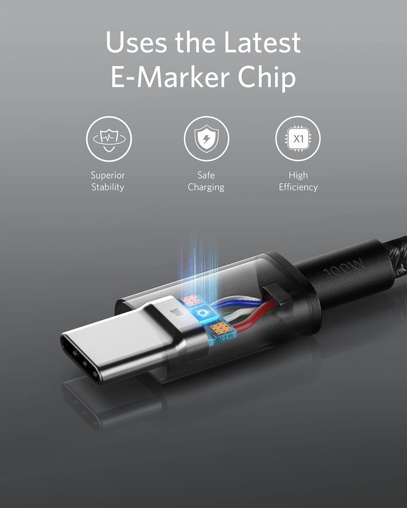 Anker USB C to USB C Cable, 100W Fast Charging Cable(3.3 ft / 6 ft / 10 ft) 